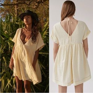 Urban Outfitters serendipity Cream Linen Babydoll Dress - Small